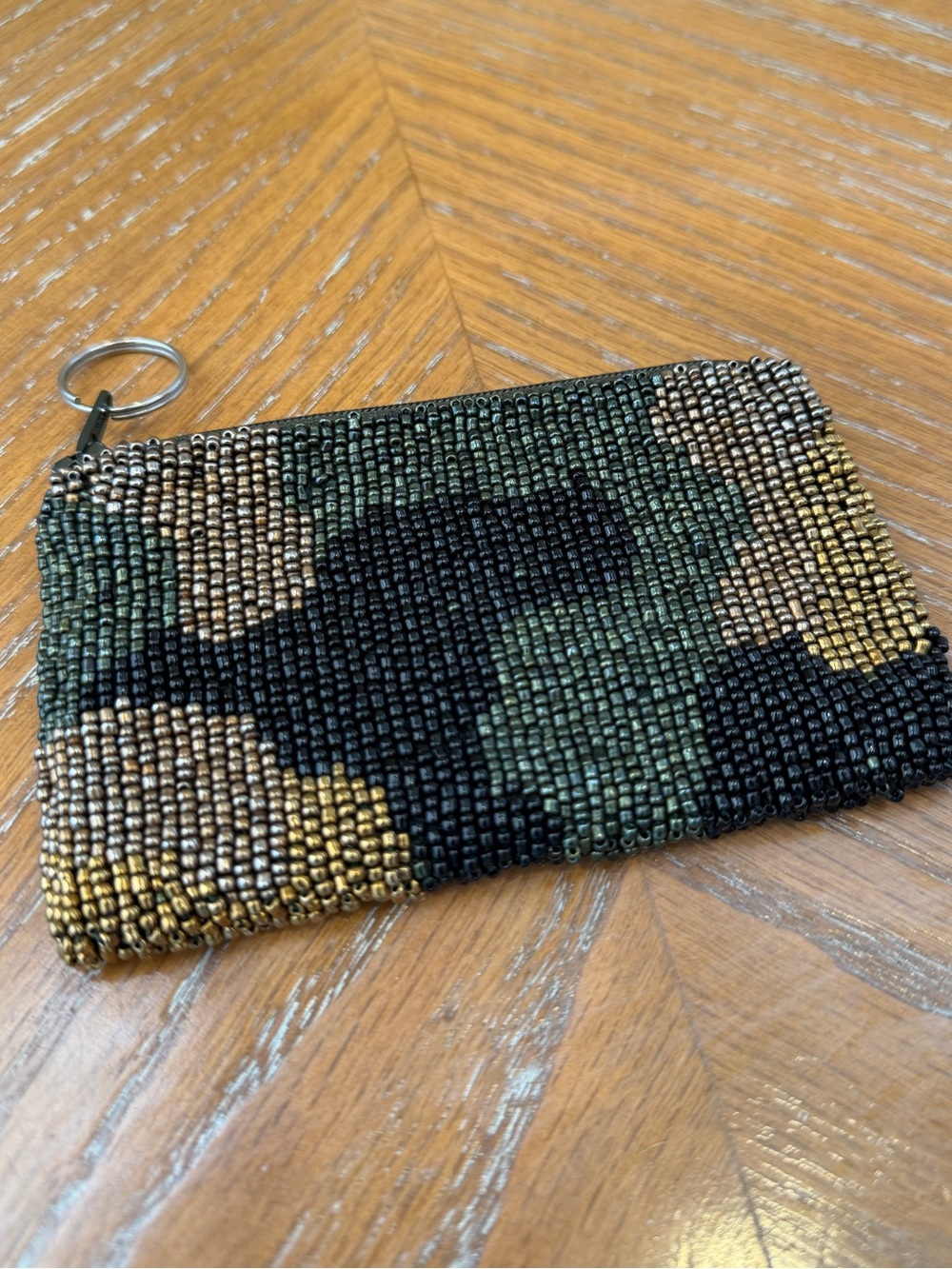 Moyna Beaded Green Camouflage Coin Purse Pouch - Picture 3 of 11